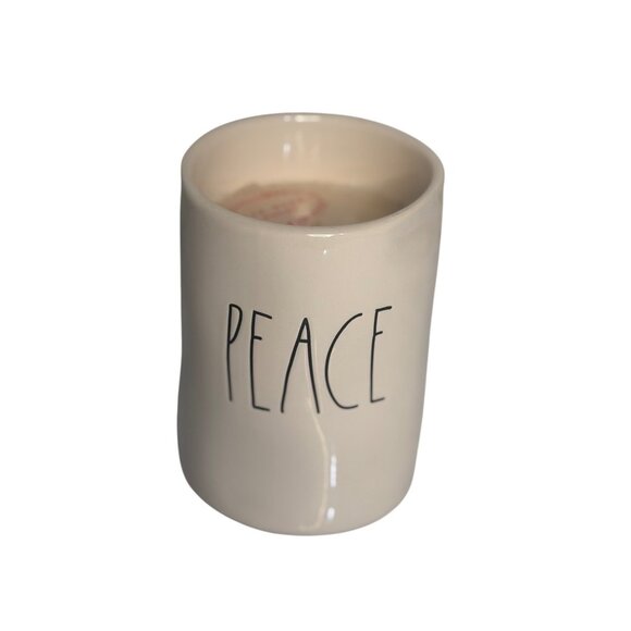 NEW Rae Dunn Magenta Peace Cypress Cedar Scented Candle 7 oz Ceramic Jar Beige - Picture 2 of 5